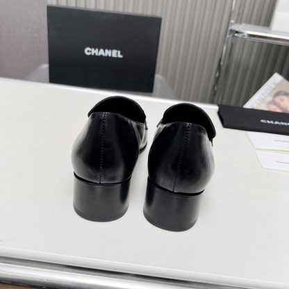 Chanel Early Spring Dance Shoes Series Small Round Toe Black Loafers Heel Height 4cm - Image 7