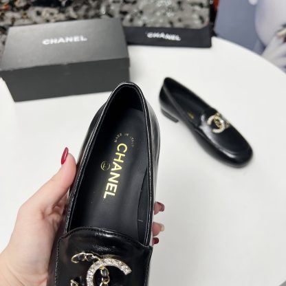 Chanel Early Spring Dance Shoes Series Small Round Toe Slim Black Loafers - Image 7