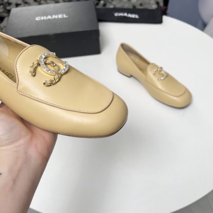 Chanel Early Spring Dance Shoes Series Small Round Toe Slimming Apricot Loafers - Image 7