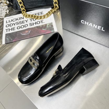 Chanel Early Spring Dance Shoes Series Small Round Toe Black Loafers Heel Height 3cm - Image 6