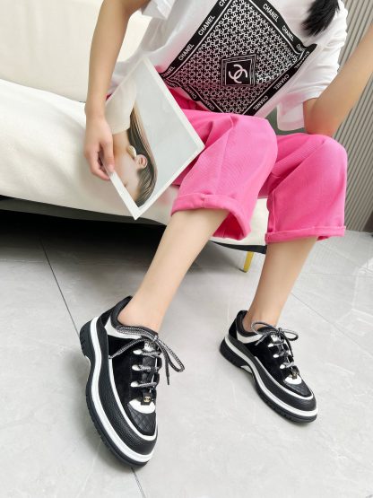 Chanel's new early spring casual black classic embroidery style casual sports shoes - Image 7