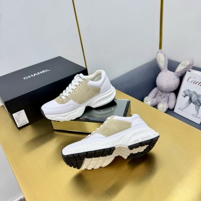 Chanel men's and women's couple's white with beige classic sports casual dad shoes - Image 7