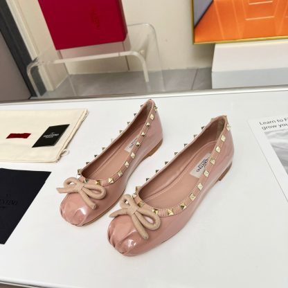 VALENTINO Simple Versatile Bow Studded Flat Casual Shoes - Image 7