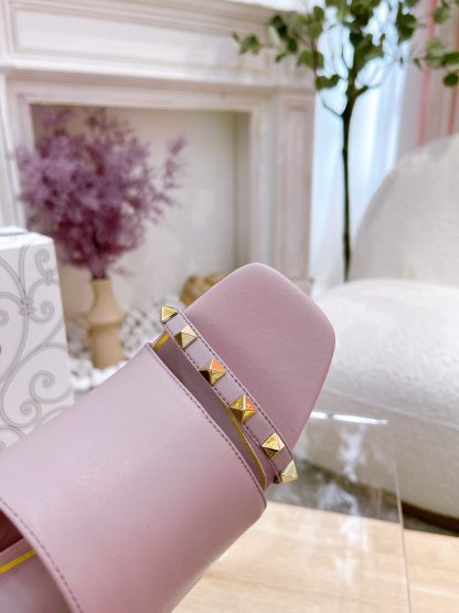 VALENTINO square toe rivet elegant sandals high heels - Image 6