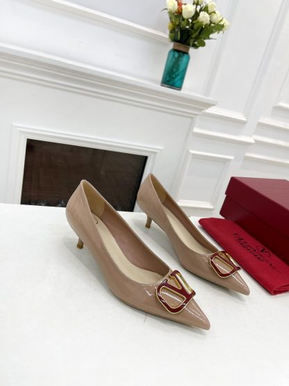 VALENTINO Bronze Buckle Patent Leather Elegant High Heels - Image 7