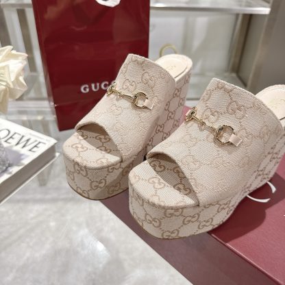 Gucci Horsebit Wedge Heel Women's Slide Sandals - Image 6