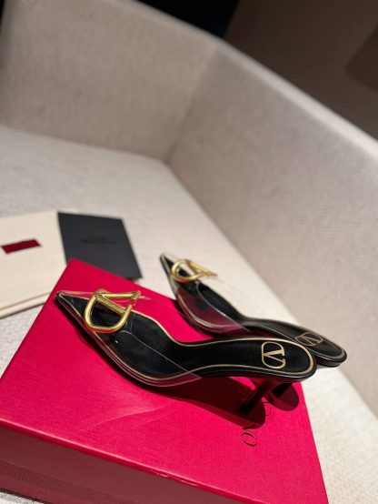 VALENTINO exquisite V buckle transparent film sandals high heels - Image 6
