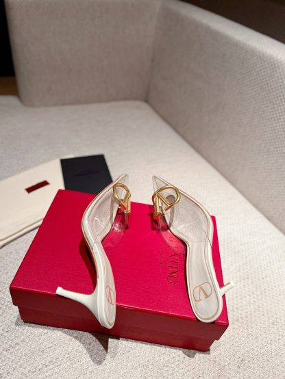 VALENTINO exquisite V buckle transparent film sandals high heels - Image 7