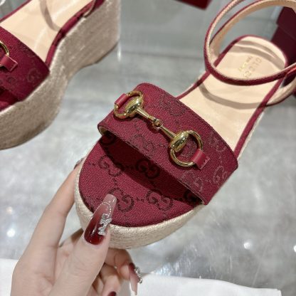 Gucci Women's Horsebit Flat Mid-Heel Platform Sandals - Image 7