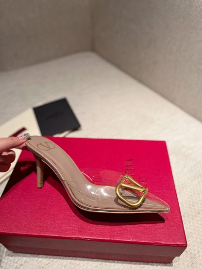 VALENTINO Fashion V Buckle Transparent Film High Heels Sandals - Image 7