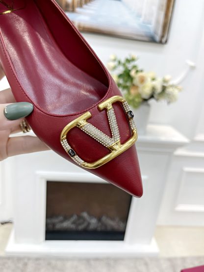VALENTINO Fashion Elegant Big V Buckle High Heels - Image 3