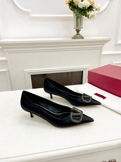 VALENTINO Rhinestone Buckle Elegant High Heels - Image 6