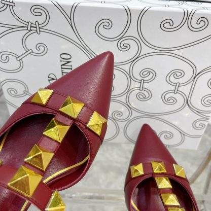 VALENTINO Gold Studded Fashion Sandals High Heels - Image 7