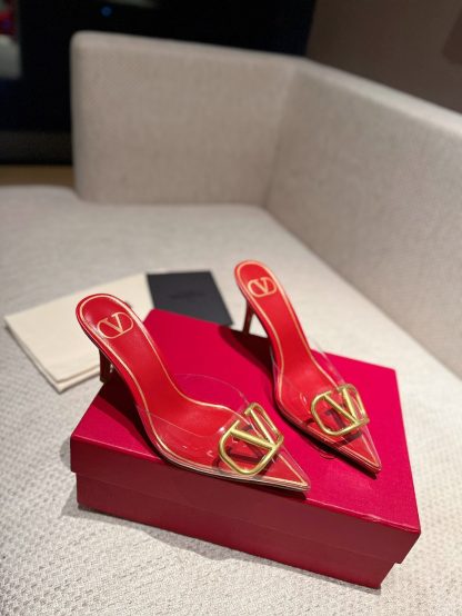 VALENTINO exquisite V buckle transparent film sandals high heels - Image 7
