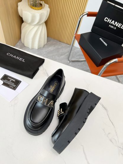 Chanel autumn and winter black shiny light and comfortable loafers thick sole 6cm - Image 7