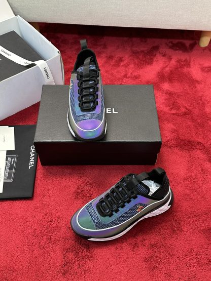 Chanel Unisex Couple Purple Mix Classic Casual Sneakers - Image 7