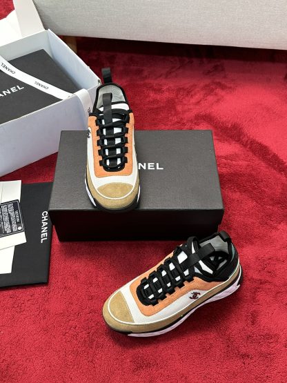 Chanel unisex couple's orange mix and match classic casual sneakers - Image 7