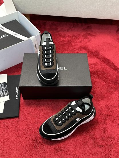 Chanel Unisex Couple Brown Mix Classic Casual Sneakers - Image 7