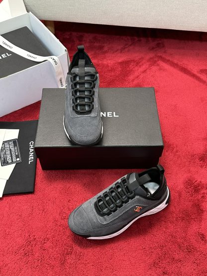 Chanel Unisex Couple Grey Mix Classic Casual Sneakers - Image 7