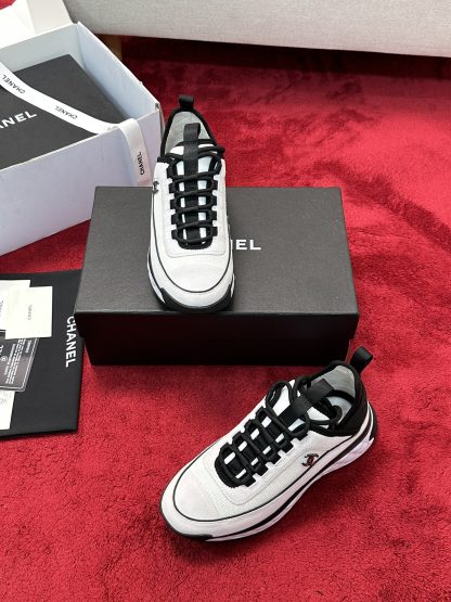 Chanel white and black men and women couple style mixed craftsmanship embroidery style versatile casual sports shoes - Image 7