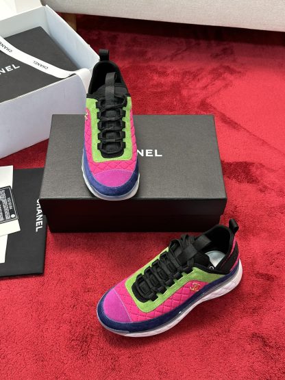 Chanel pink green men's and women's couple's mixed craft embroidery style versatile casual sports shoes - Image 7