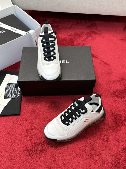Chanel men's and women's couple's white and black mixed craft embroidery style versatile casual sports shoes - Image 6