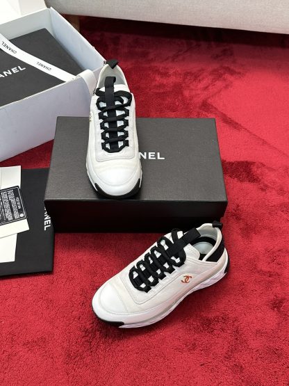 Chanel men's and women's couple's black and white mixed craft embroidery style versatile casual sports shoes - Image 6