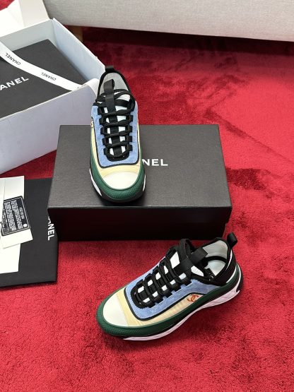 Chanel men's and women's couple's blue-green mixed-match craft embroidery style versatile casual sports shoes - Image 6