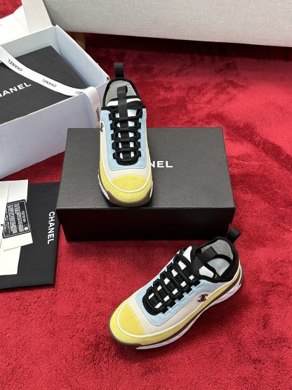 Chanel men's and women's couple's yellow and blue mixed craft embroidery style versatile casual sports shoes - Image 7