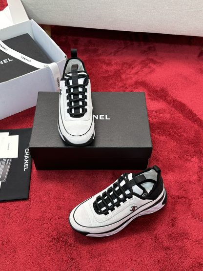 Chanel men's and women's couple's versatile fashion white and black mix and match casual sports shoes - Image 7