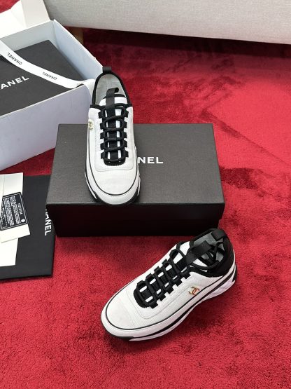 Chanel classic men's and women's couple's white and black mix and match fashion casual sports shoes - Image 6