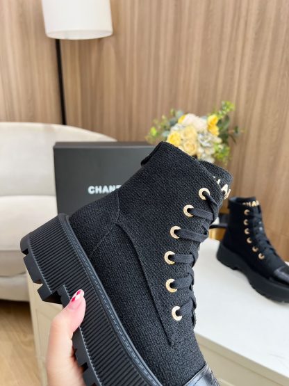 Chanel autumn and winter new black strap design non-slip boots - Image 7