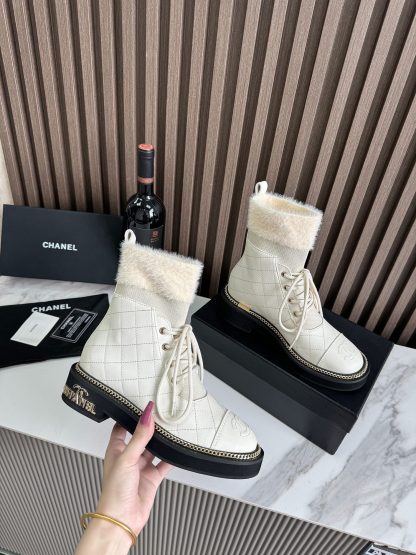Chanel beige autumn and winter hit fashionable simple boots - Image 7