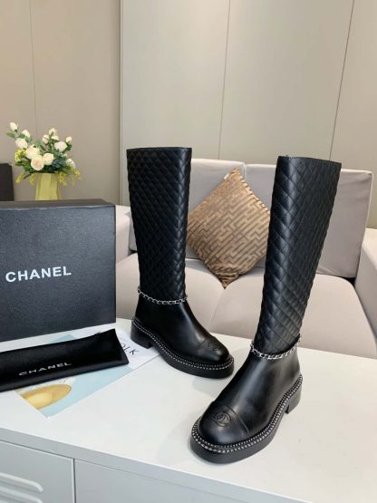 Chanel autumn and winter high-end classic leather black boots - Image 7
