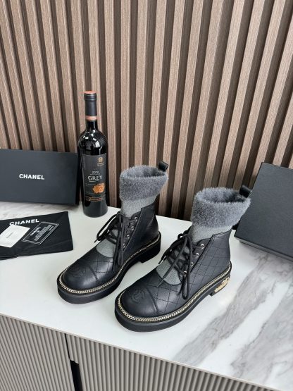 Chanel black and gray autumn and winter hit fashionable simple boots - Image 6