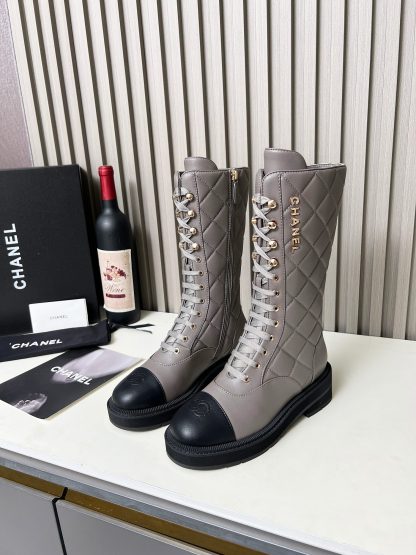 Chanel autumn and winter electric show diamond style gray mid-boots - Image 7