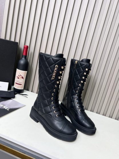 Chanel Autumn and Winter Electric Show Diamond Style Black Mid-Boots - Image 7