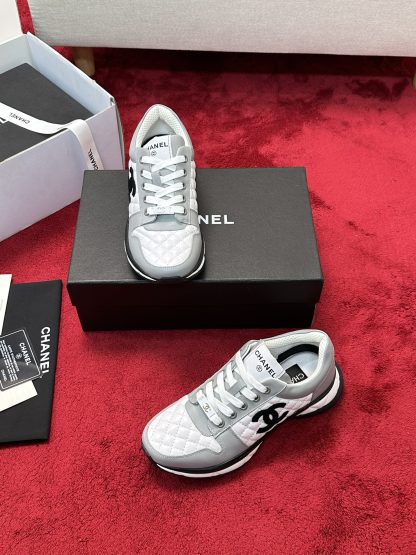 Chanel white and gray craft embroidery style fashion casual sports shoes - Image 7