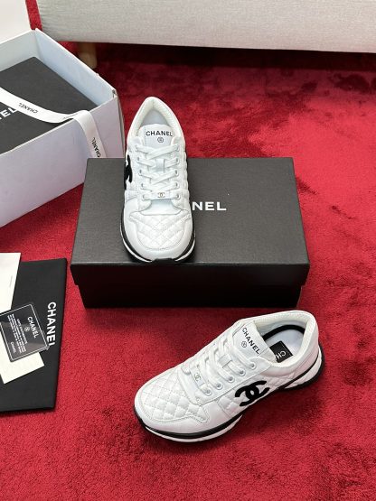 Chanel white and black craft embroidery style fashion casual sports shoes - Image 6
