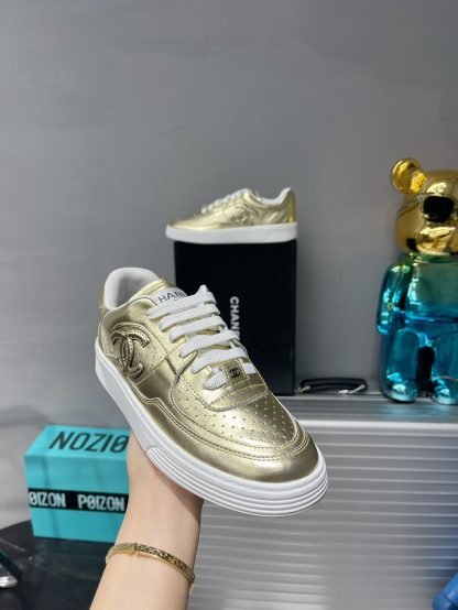 Chanel Spring and Summer Ultra High Quality Gold Fashionable Casual Sports Sneakers - Image 7