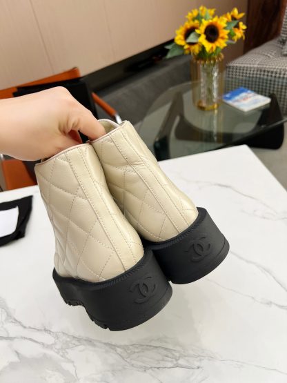 Chanel apricot autumn and winter new electric show diamond boots thick sole 6cm - Image 7
