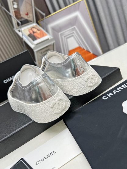 Chanel high-end custom silver classic comfortable casual shoes - Image 7