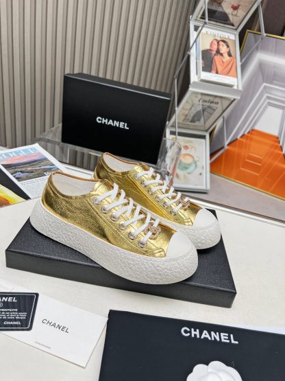 Chanel high-end custom gold classic comfortable casual shoes - Image 7