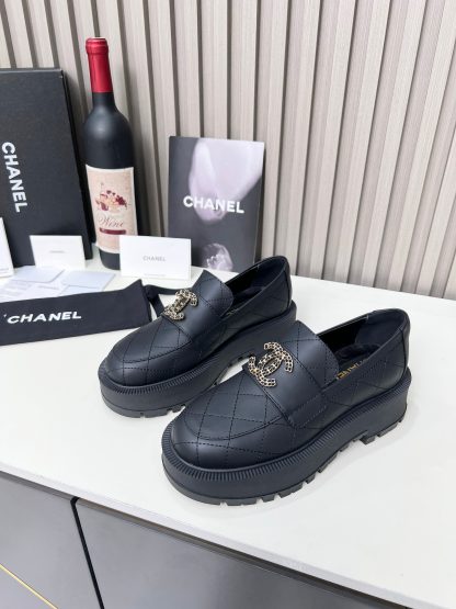 Chanel black electric show diamond style imported leather loafers - Image 7