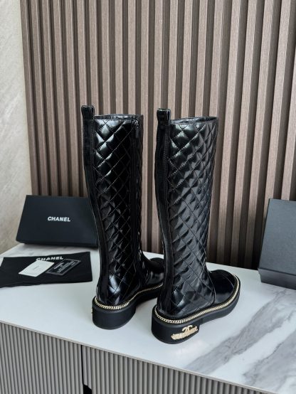 Chanel black shiny autumn and winter hit fashionable simple boots - Image 6