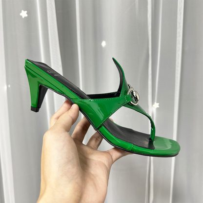Gucci Spring and Summer Square Toe Flip Flops Classic Buckle Series - Image 7