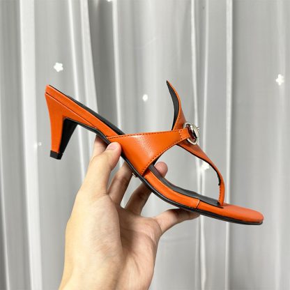 Gucci Spring and Summer Square Toe Flip Flops Classic Buckle Series - Image 7