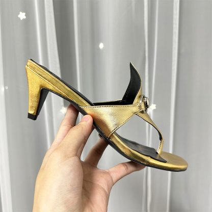 Gucci Spring and Summer Square Toe Flip Flops Classic Buckle Series - Image 7