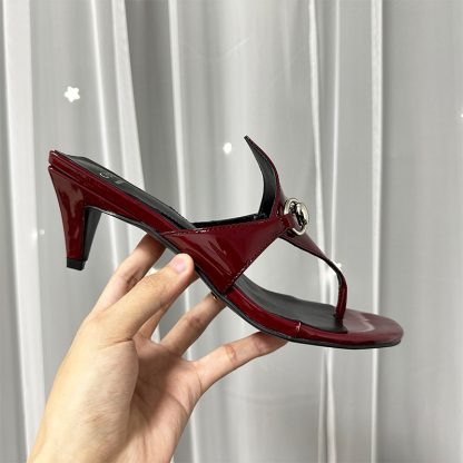 Gucci Spring and Summer Square Toe Flip Flops Classic Buckle Series - Image 7