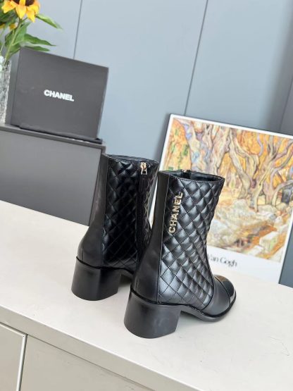 Chanel autumn and winter main season black leather Martin boots - Image 5